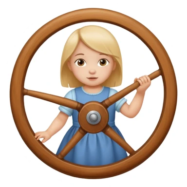 girl baby playing with wheel sticker