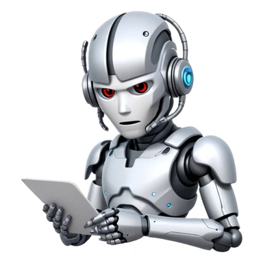 cyborg writing on paper sticker