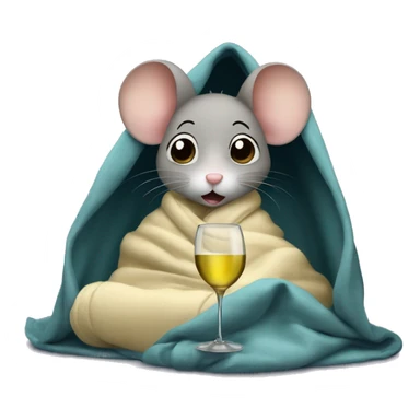 A cute girl mouse watching netflix underneath a blanket with a glass of white wine sticker