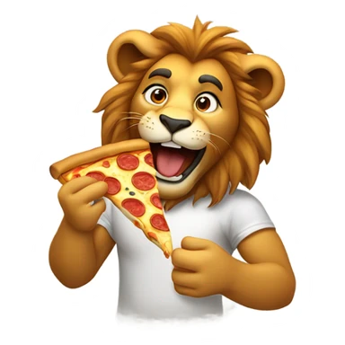 lion eating pizza sticker