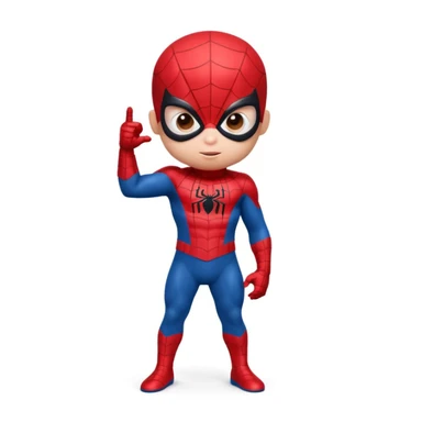 A 3d small funny baby spiderman superhero in stand pose sticker