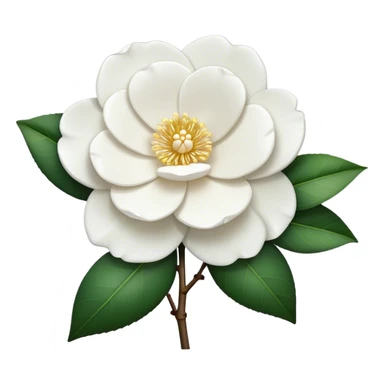 single White Camellia, straight stem sticker