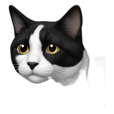 a black and white cat, black on half of the face but with black near ears. The rest is white, his name is oreo.in a part has more black than in the other  sticker