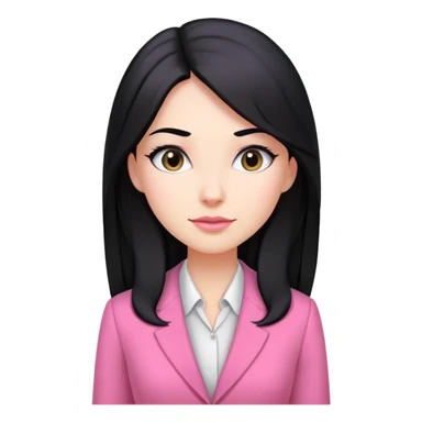 Business dress pink woman caucasian long black hair girl sticker