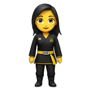 Girl with brown hair wear black gi and yellow belt sticker