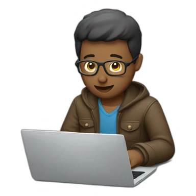 Guy working with his laptop  sticker