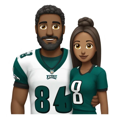  Brown guy with beard and mustache holding hands with a brown girl with her hair in a bun in Philadelphia eagles clothing  sticker