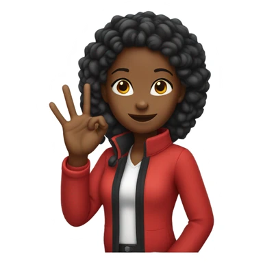 Black girl wearing red with ok hand sign sticker