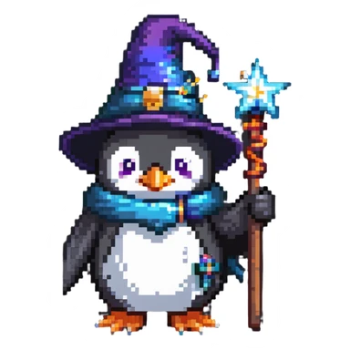 penguin wizard with magic wand sticker