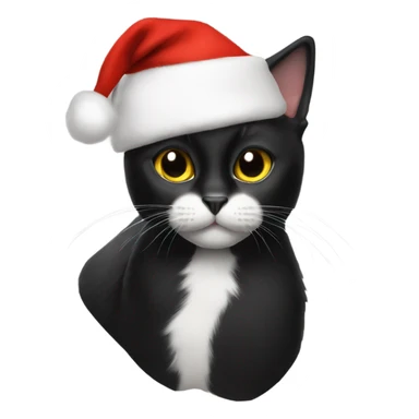 Black cat with Santa hat on  sticker