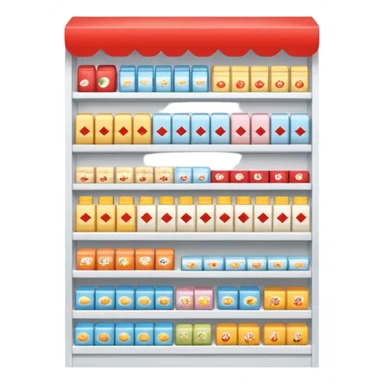 "Minimalist Japanese retail shelf display, products arranged in identical horizontal rows, with multiple units of each item placed directly behind one another, vertically varied by type, clean spacing, precise symmetry, soft neutral lighting, front-facing packages, ultra-detailed." sticker