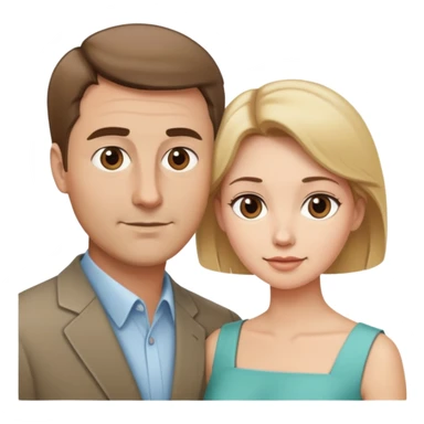dad with short brown hair, wife with medium blonde hair sticker