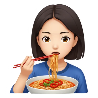 Aya nakamura eating spicy buldak noodles  sticker