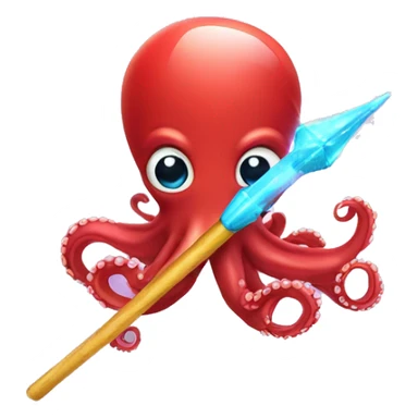 red octopus holding fairy wand sticker