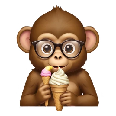 monkey holding icecream wearing glasses sticker