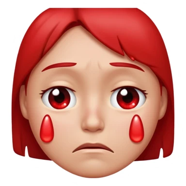 a very sad face that's red sticker