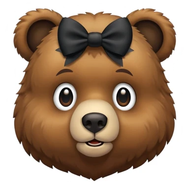 Bear with 2 black bows on the ears emojie sticker