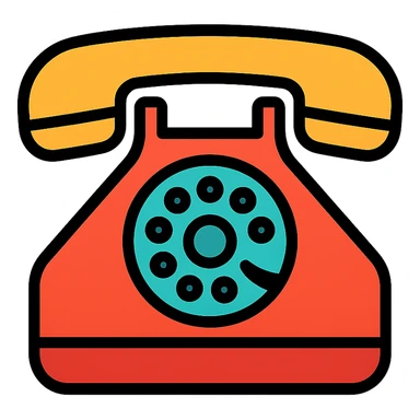 telephone icon in color with handset and dial pad sticker