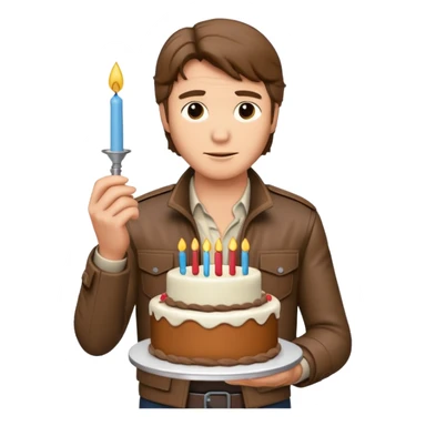Han Solo holding a birthday cake sticker