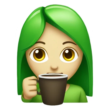 green girl with coffee and camera sticker