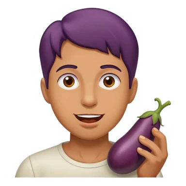Someone eating eggplant sticker