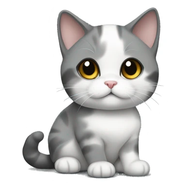 Gray/ black/ withe munchkin cat sitting  sticker