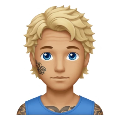 man with tattoo, blonde wavy hair sticker