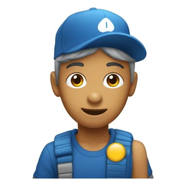 Persona levantando la mano pulgar arriba, con gorra color azul sticker