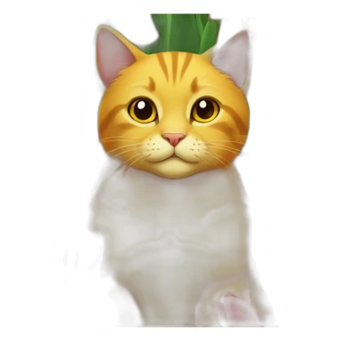 Yellow cat with red tulips background sticker