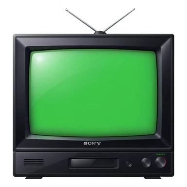 старый черный телевизор Sony с ярко зеленым пиксельным экраном  sticker