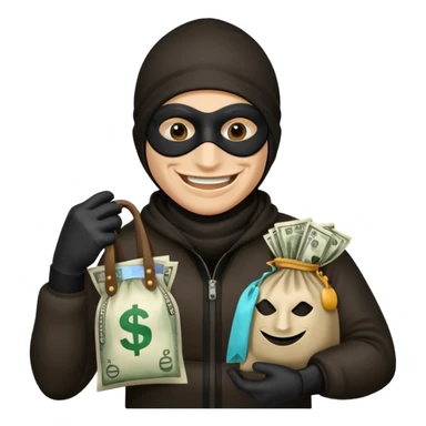 Robber holding a bag of money sticker