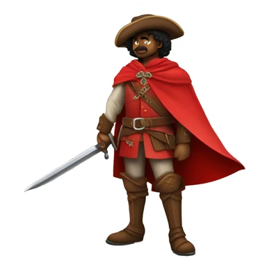 canela musketeer with red shoulder medieval cape and sword sticker