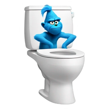 Blue grinch sticking out a toilet  sticker