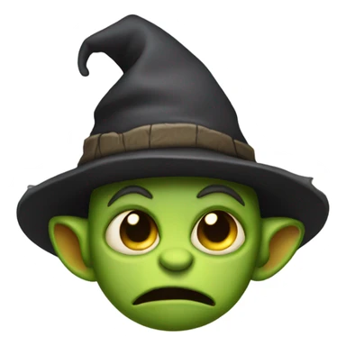 Shy Goblin wearing hat with hidden eyes under the hat sticker