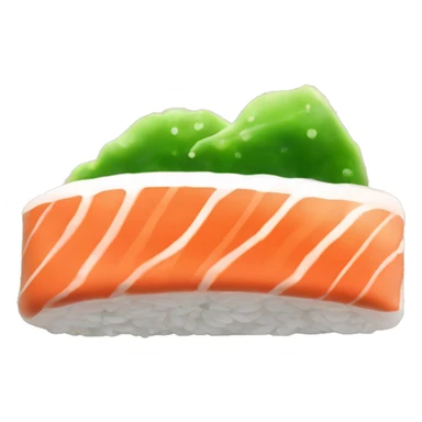 Salmon hosomaki sushi with dollop of wasabi sticker