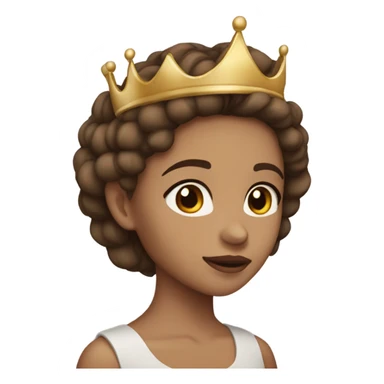 Light skin girl with brown hair and brown eyes wearing a crown sticker