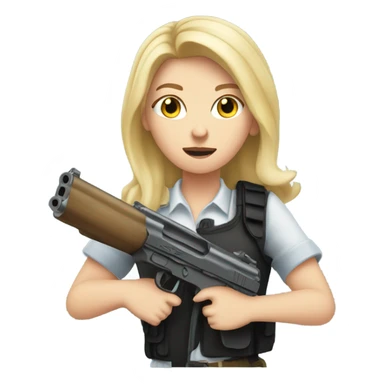 Blonde white girl holding a gun sticker