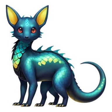 Colorful Iridescent Exotic Salandit-Aurorus-Umbreon-Fakémon-hybrid-creature (full body)  sticker