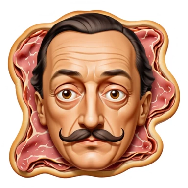 Salvadore dali with melting moustache made of spam meat portrait sticker