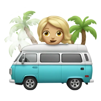 Blond surfer camping van sticker