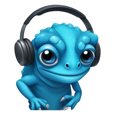 blue chameleon with headset sticker