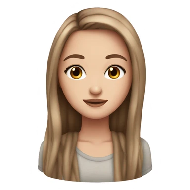 White girl straight brown hair lashes cute sticker