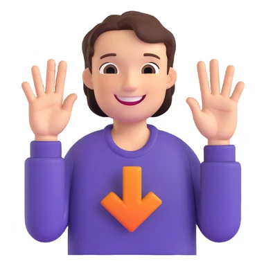 an expressive person smiling, hands in front of chest making a plus sign with fingers, one hand horizontal, one vertical, warm and inviting, simple background sticker