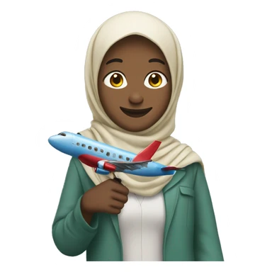 guy in a hijab holdng a toy plane smiling sticker