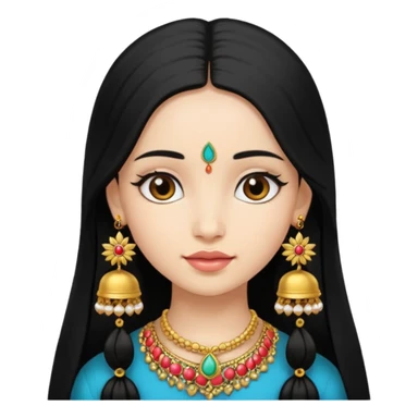 A jhumka girl with hair and face only passport size picture sticker