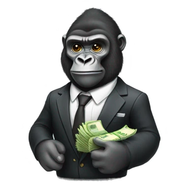 a gorilla wearing a suit and holding money sticker
