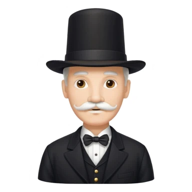 very big white moustachhe and typical 1900 black elegant clothes and hat .3/4 pose sticker