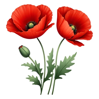 Red poppy flower sticker