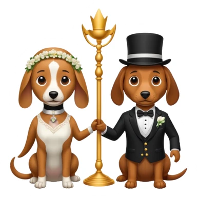 A female dachshund and a male beagle getting married   sticker