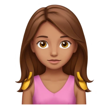 Tan skinned girl with long, brown hair,  hazel colored eyes and in a pink outfit. sticker